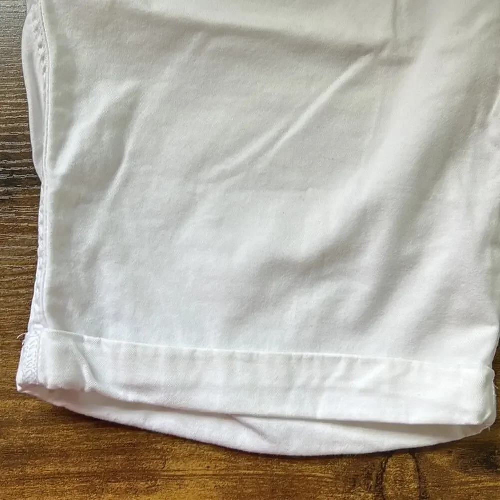 Mossimo Supply Co. White Cotton Blend Bermuda Cuffed Shorts